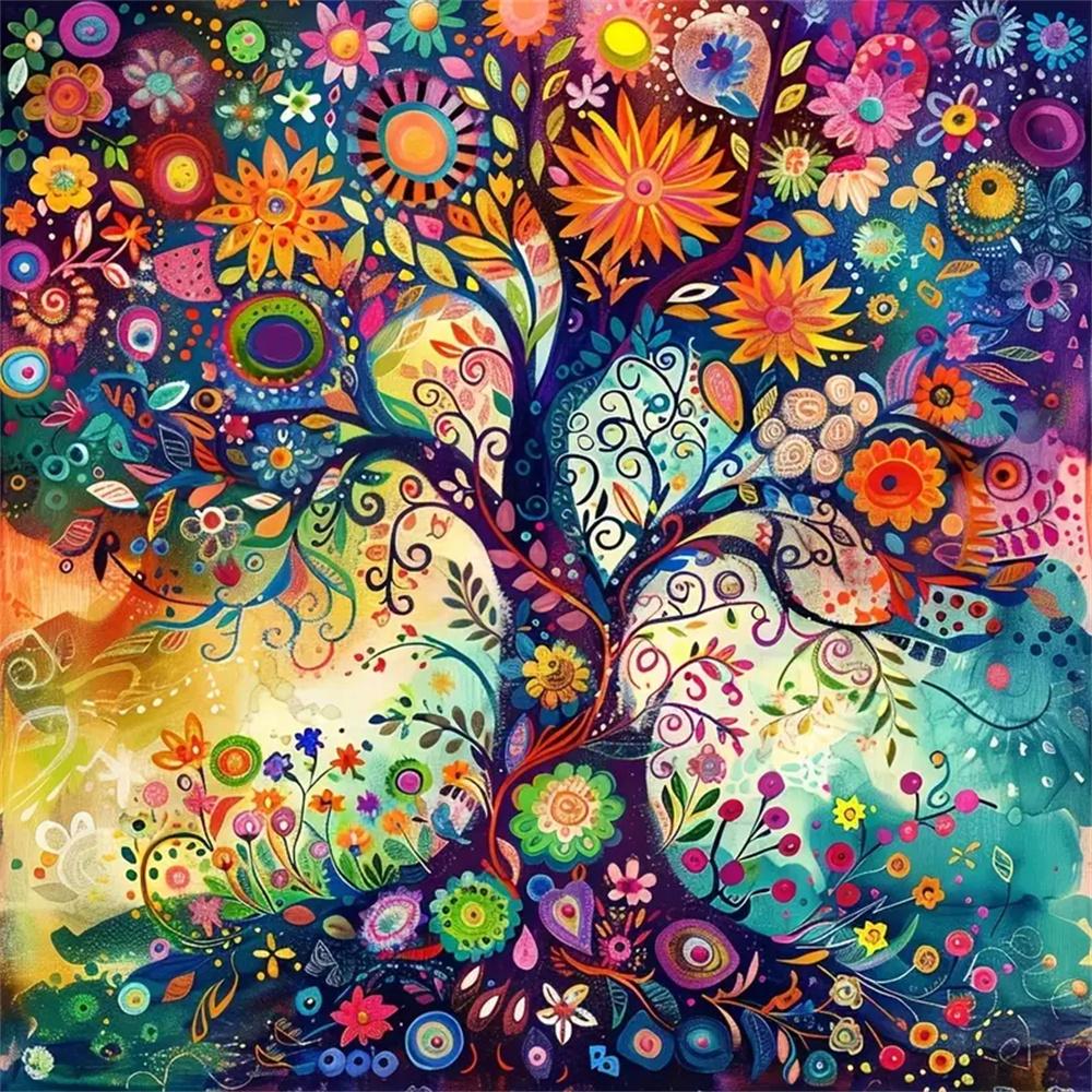 DIY Diamond Painting Colorful Tree Cross Stitch Kit Mosaic Art Diamond Painting Full Circle Diamond Home Decoration