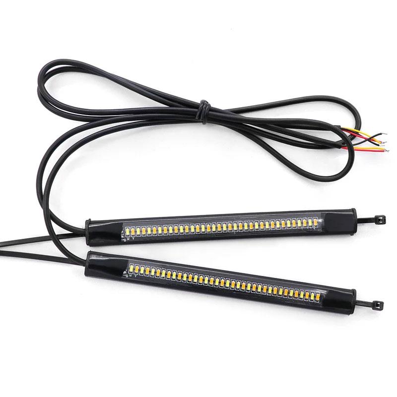 Motorcycle Turn Signal & DRL LED Light Flashing Indicator Tail Brake Light 12V LED Ring Fork Strip Lamp For Harley Yamaha Honda