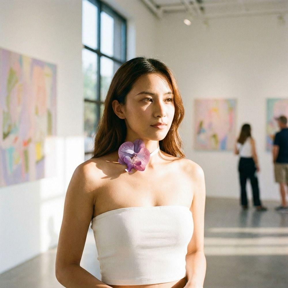 Wedding Charm Flower Necklace Colorful High-end Phalaenopsis Collarbone Chain Bohemian Minimalist Beach Jewelry for Gifts