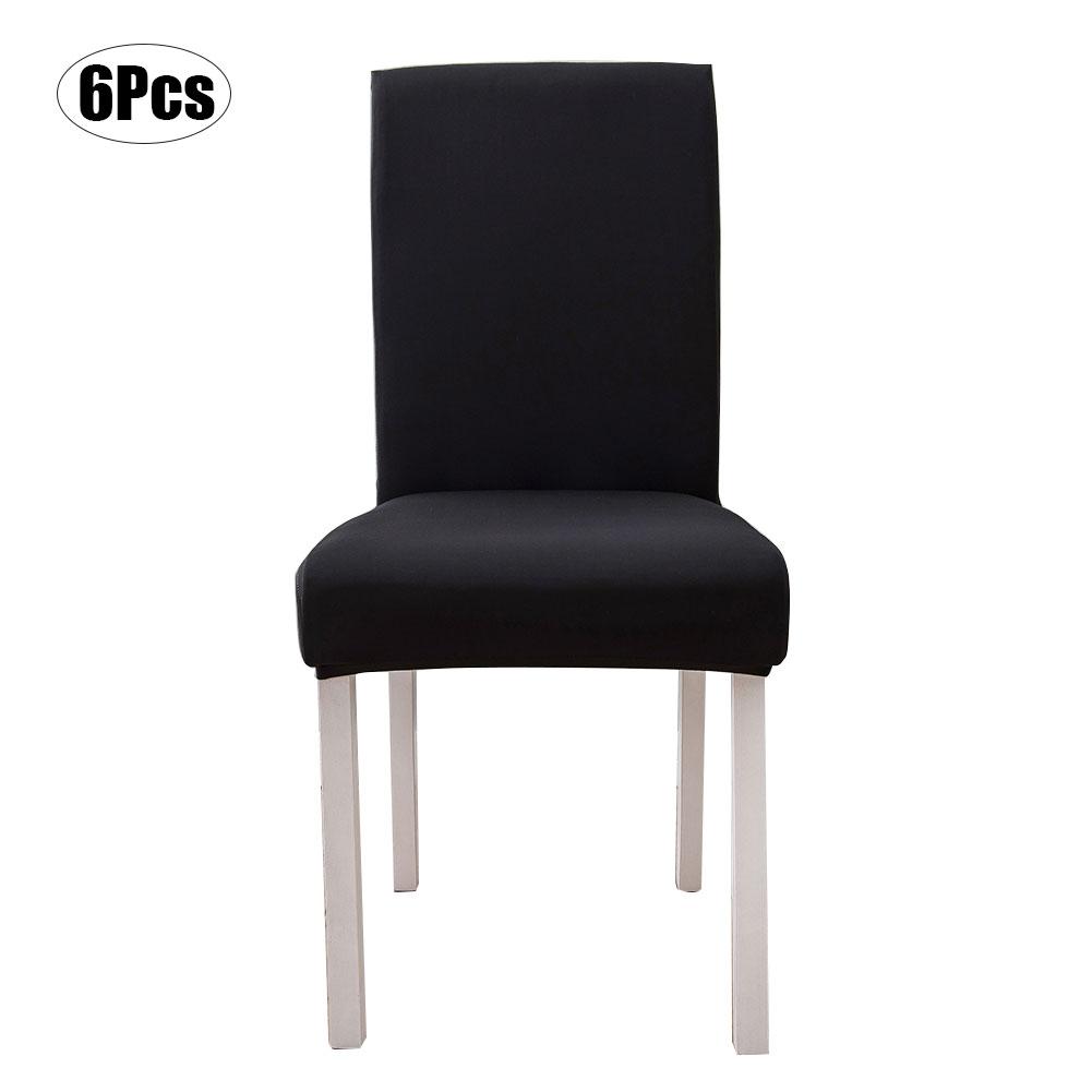 6Pcs Elegant Simple   Polyester Elastic Chair Cover Furniture Accessories for Home Hotel