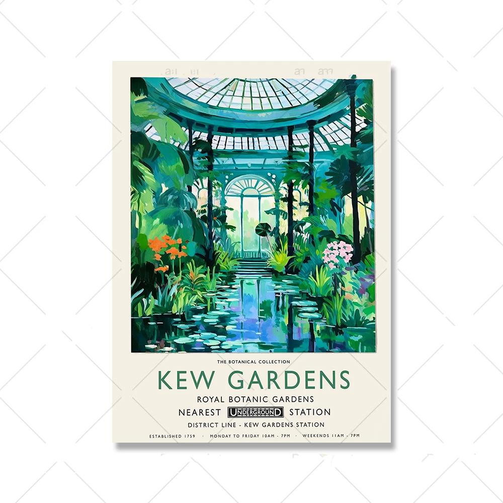 

Лондонский парк Кью Гарденс Ретро постеры и принты Туристический пейзаж Холст Картина Винтажная настенная картина для гостиной Домашний декор 21x30cm No Framed