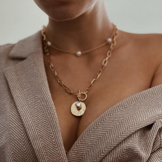 17 km Stylové Stylové Asymetrické Zámek Náhrdelníky Twist Zlatá Barva Tón Barvy Robustní Tlustý Dámský Zámek Choker Řetěz Náhrdelníky Sběr Sběr