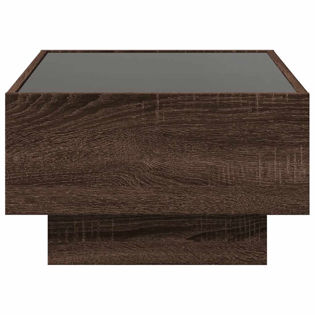 LED Coffee Table Brown Oak Effect 70 x 50 x 30 cm Wood Based Material