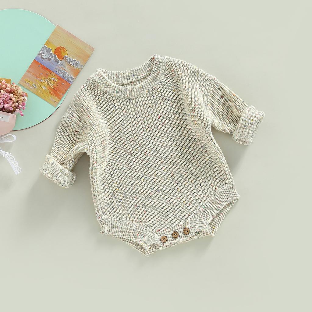 Salopetă Bebeluș Infant Toamnă Iarnă, Puncte Colorate Mânecă Lungă Gât Rotund Tricot Body