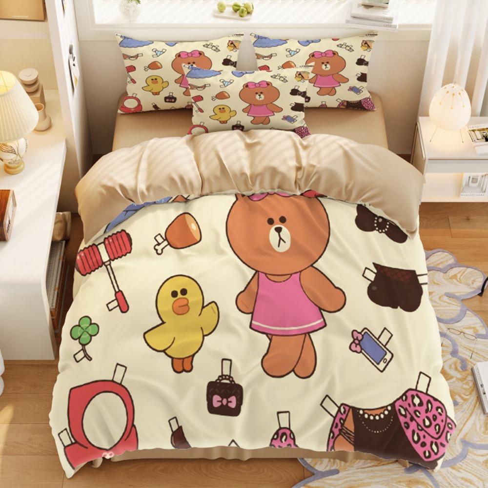 Cute little bear Duvet Cover pillowcase Bedroom Decoration Children Gift adult Single Double bed Large SizeZip Duvet Cover
