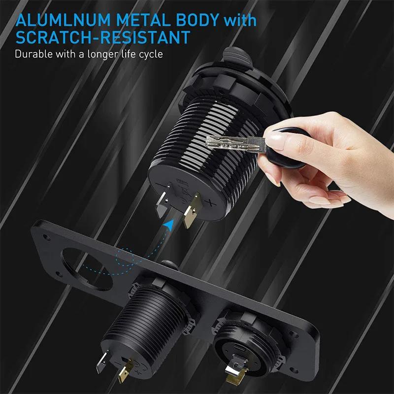 12V Quick Charge 3.0 USB Socket Panel Dual QC3.0 USB Socket Outlet Adapter for Car Boat RV Motorcycle