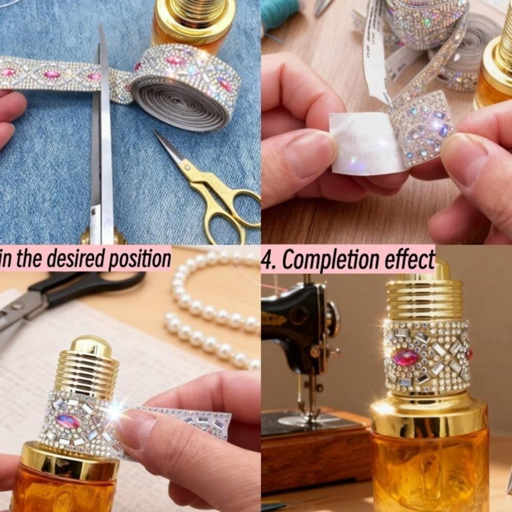 Teardrop Shape Rhinestone Chain Self Adhesive Resin Crystal Resin Rhinestone Shiny Flexible Ribbon Trim Garment Decoration
