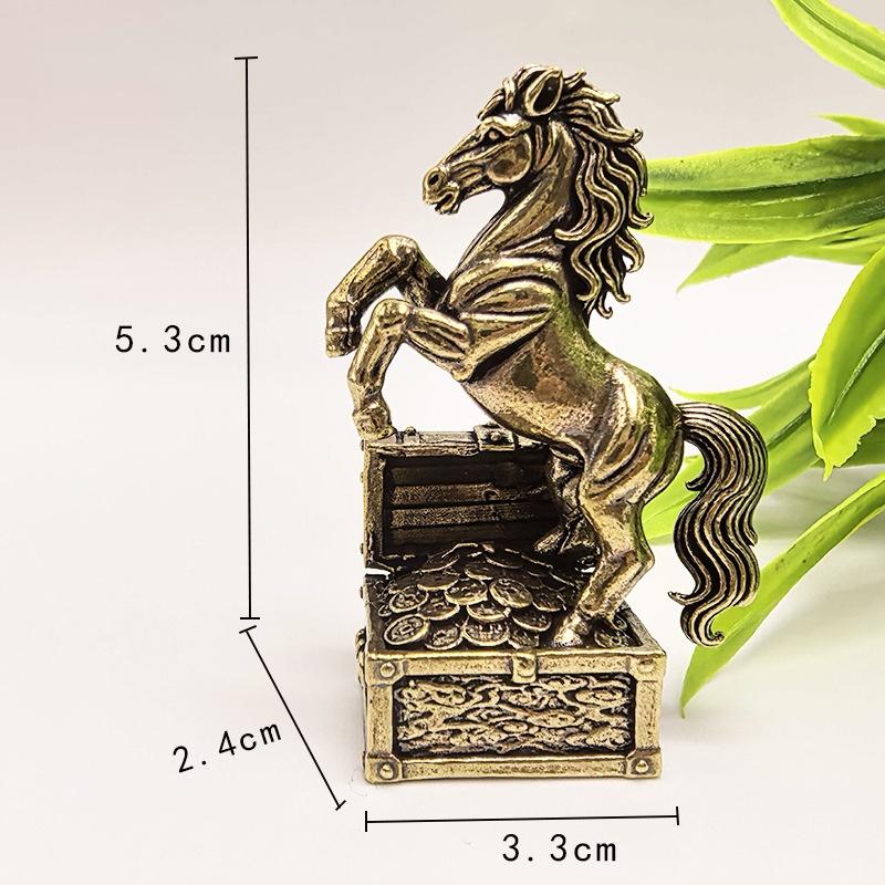 

VV 1Pc Miniatures Crafts Office Home Decor Accessory new Zodiac Horse Statue Ornament Gifts Brass Horse Feng Shui Horse Figurine