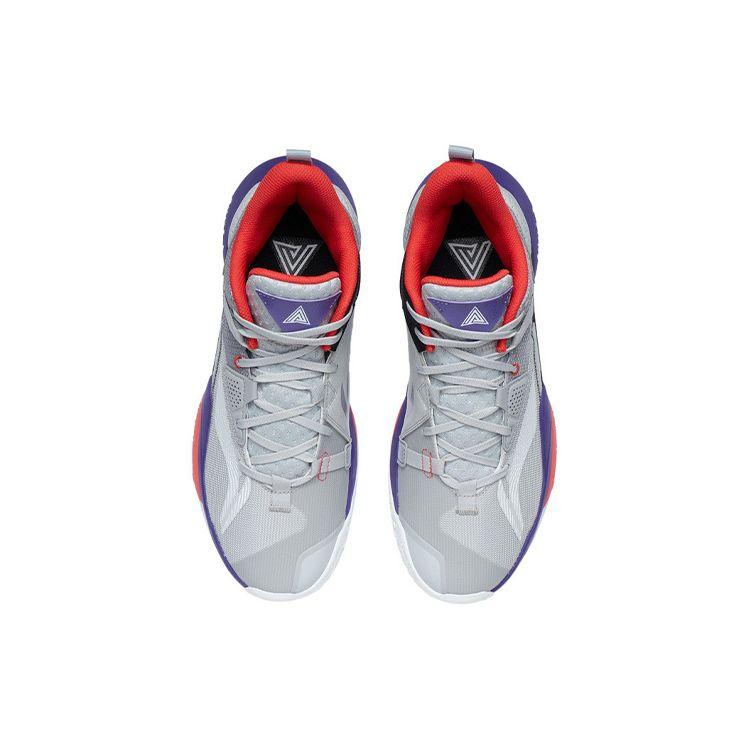 Li Ning Air Strike 8 Shock Absorption Anti-Slip Wear-Resistant Mid-Top Basketball Shoes Men Basketball Shoes Micro-Crystal-Gray ABPR035-1
