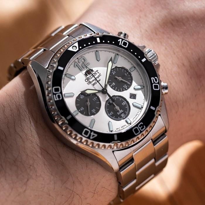 [Orient] Mako SOLAR PANDA RN-TX0203S Men's Watch, White/Silver