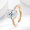 925 Sterling Silver Luxury Eight Hearts Eight Arrows Oval Shape Champagne Gold Cubic Zirconia Ring for Women Advanced Jewelry Wholesale