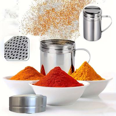 Stainless Steel 2Pcs Powder Container Moisture-proof Lid Flour Sieve Korean Baking Coffee Utensils Kitchen Cylinder