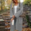 Solid Color Women's Knitted Mid-length Cardigan with Pockets