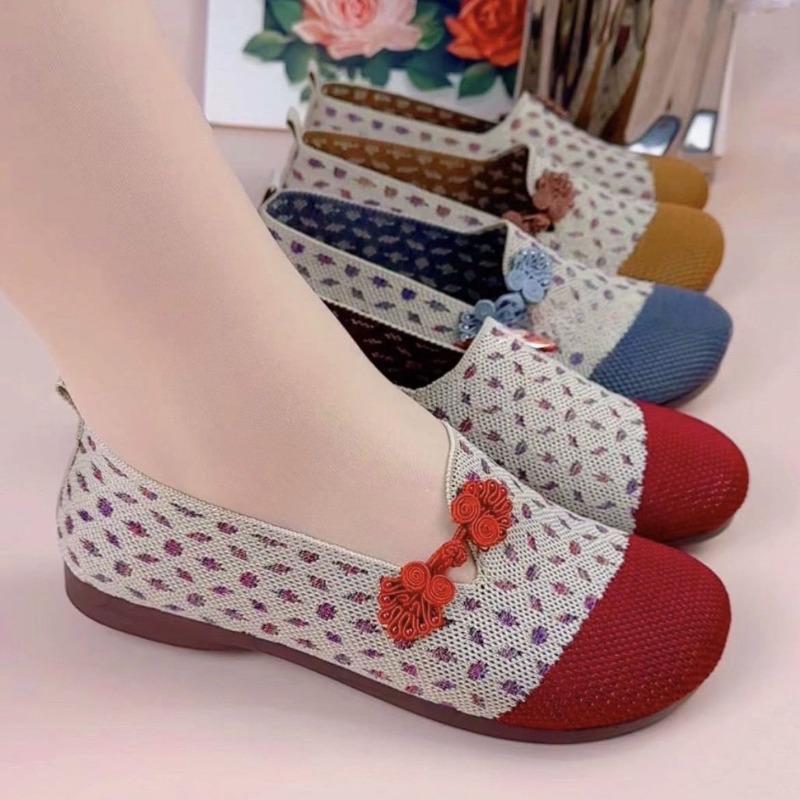 Dámské boty pro maminky Prodyšné látkové boty na jedno chodidlo Dámské boty Měkká podrážka Vyšívané sandály