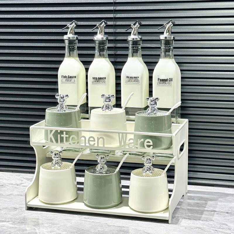 Qianxing Ceramic Spice Jar Set with Storage Rack