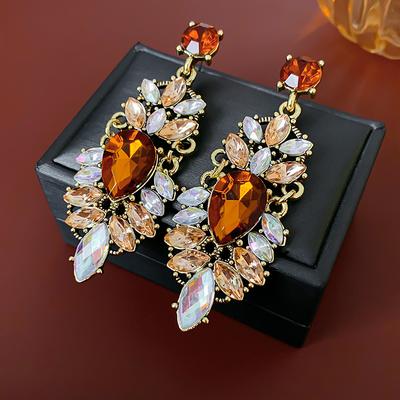 Water Drop Inlaid Rhinestone Earring for Women Personality Temperament Fashion Exaggerated Drop Earrings Light Luxury Zircon