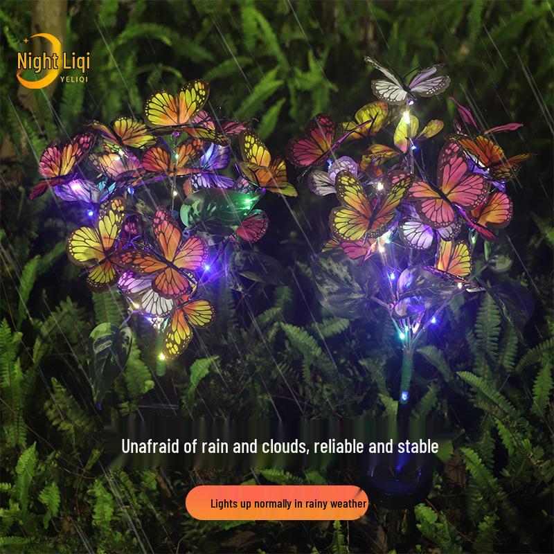 Solar LED Butterfly Flower Lantern: Outdoor Waterproof Ground Light for Courtyard and Square Decoration