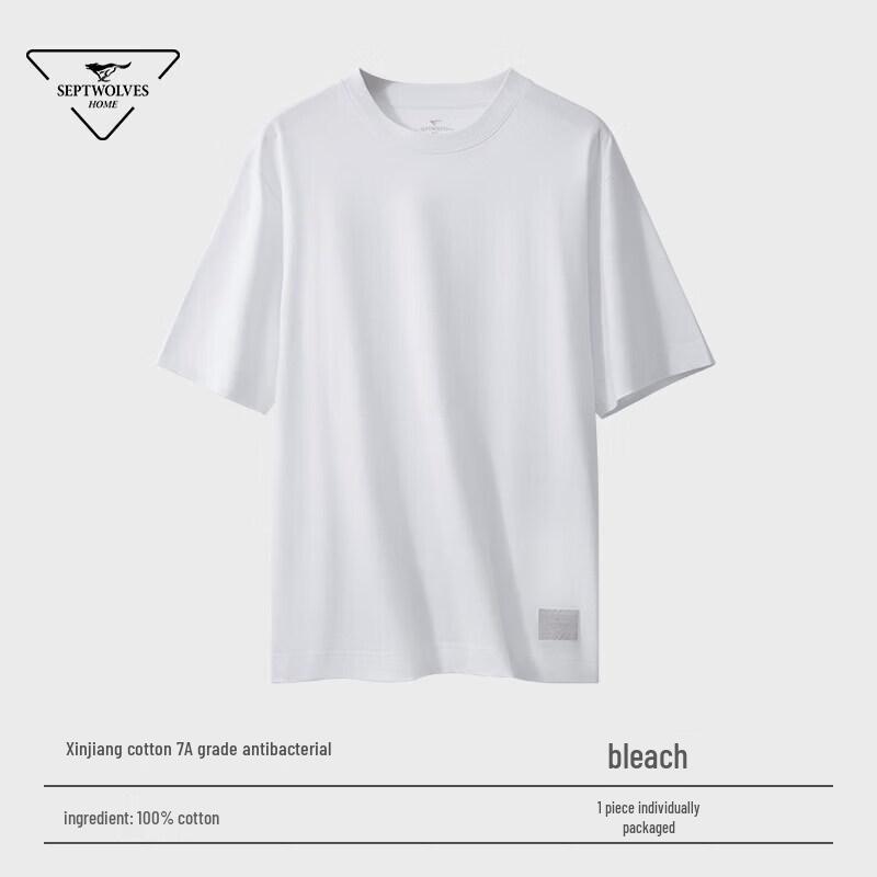 SEPTWOLVES Men s 100% Cotton Round Neck Short Sleeve T-Shirt L