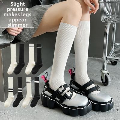 Slimming and Leg-beautifying Calf Socks for Women In Autumn and Winter, School Style, Versatile, Pressure Cotton Pile Long Stockings High
