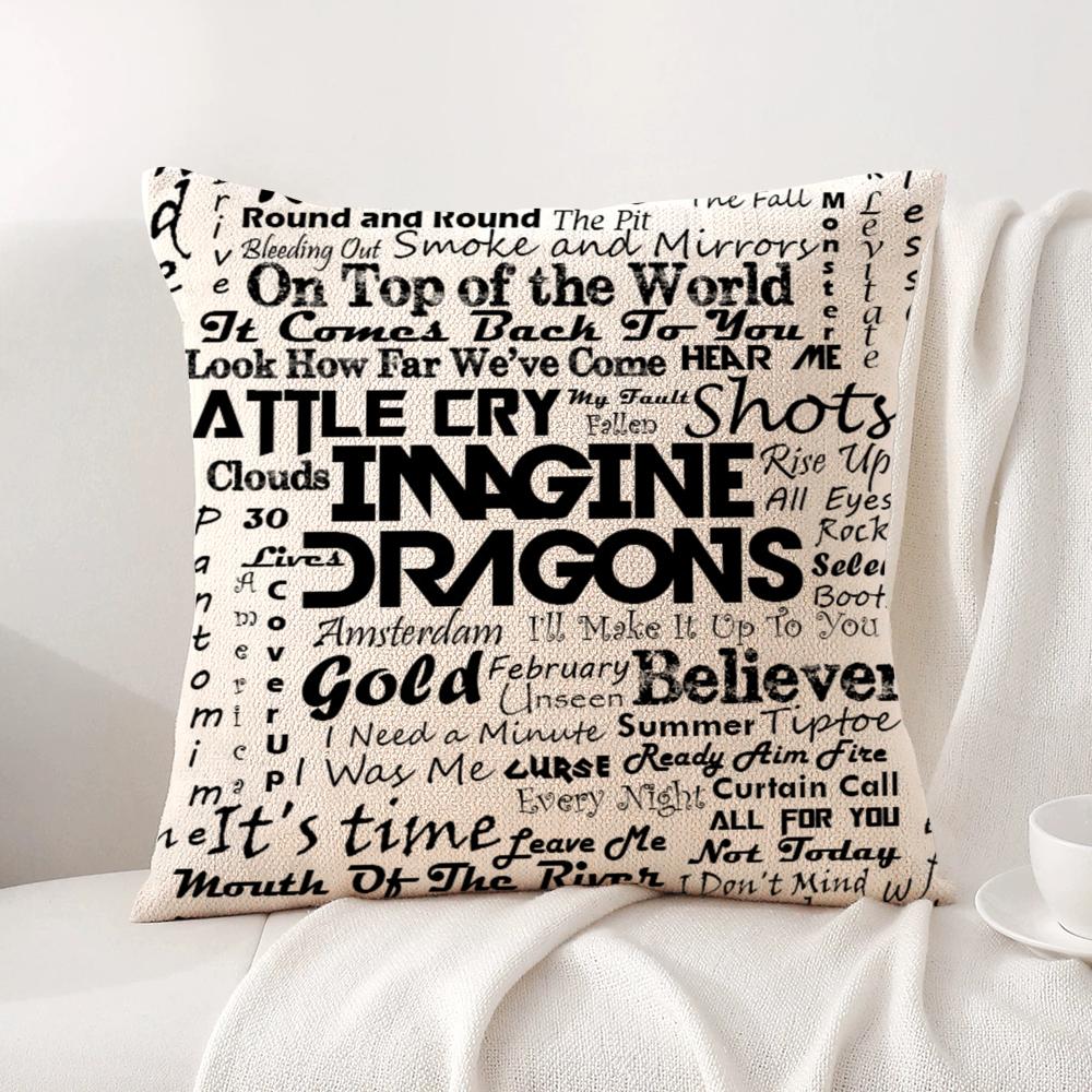 I-Imagine D-Dragons Cushion Cover Summer Coolness Linen Fabric Double-Sided Printing Pillow Case Sofa Home Decor Gift