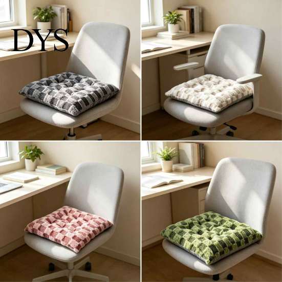 Warm Dining Chair Cushion Square Plush with Ties, Buffalo Check Plaid Seat Cushion, High Resilience Fiber Fluffy Non Slip Pad for Office Collapse Desk