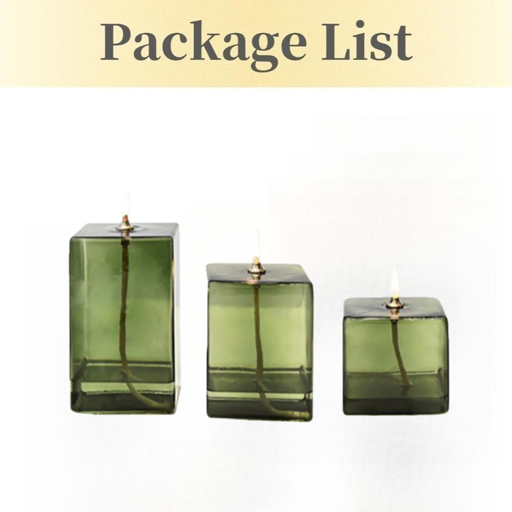 

Creative Colored Square Glass Oil Lamp Desktop Smokeless Pastry Oil Lamp European Modern Home Tables Centerpieces Decoration