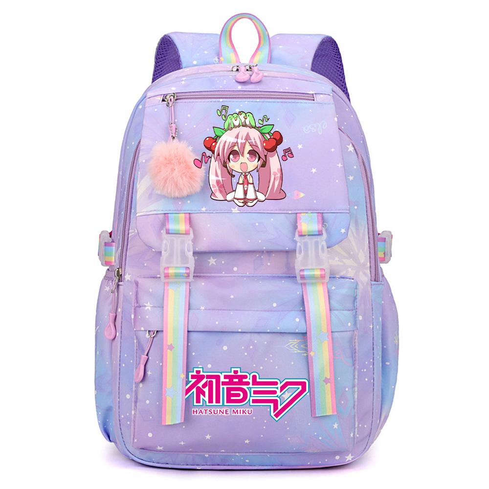 Anime Anime Hatsune Miku Bedruckter Rucksack mit großem Fassungsvermögen, wasserdicht, für Teenager, Schüler, Mädchen, Jungen, Schultasche, Büchertasche, Reisetasche