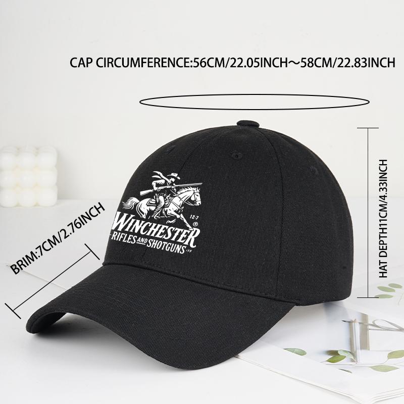Winchester Cowboy Logo Print Soft-Top Baseball Cap Soft, Comfortable, Breathable, Adjustable Retro Western Style, Rugged Classic