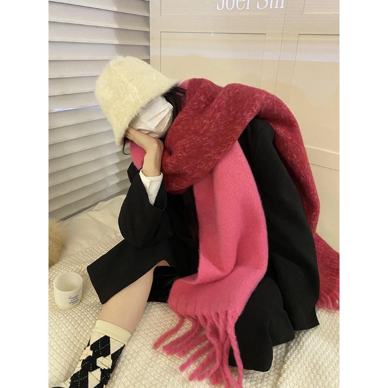 New autumn and winter versatile enlarged and widened mohair scarf couple niche warm versatile imitation cashmere shawl