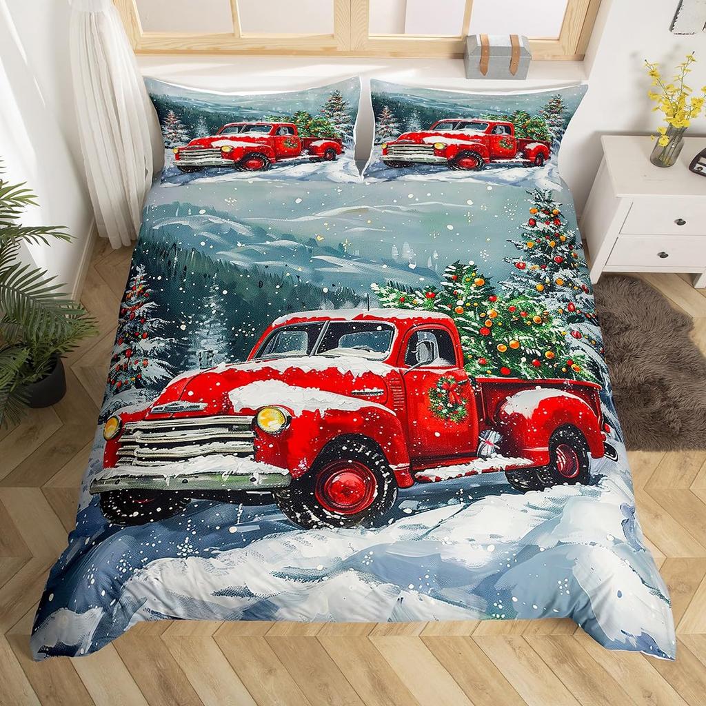 Christmas Tree Duvet Cover Set For Kids Queen Lightweight Down Quilt Covers Room Decor 2 Pillowcases 1 Duvet Cover No Comforter