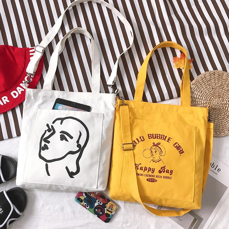 New canvas bag women's trend simple fashion women's bag shoulder bag fresh element handbag