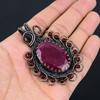 Gorgeous Red Ruby Gemstone Pure Copper Wire Wrapped Handmade Pendant Jewelry