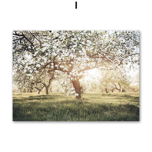Sonnenschein-Innenhof Kaffee Zitronenblätter Landschaft Poster und Drucke Leinwandmalerei Nordische Wandkunst Bilder Wohnzimmerdekor