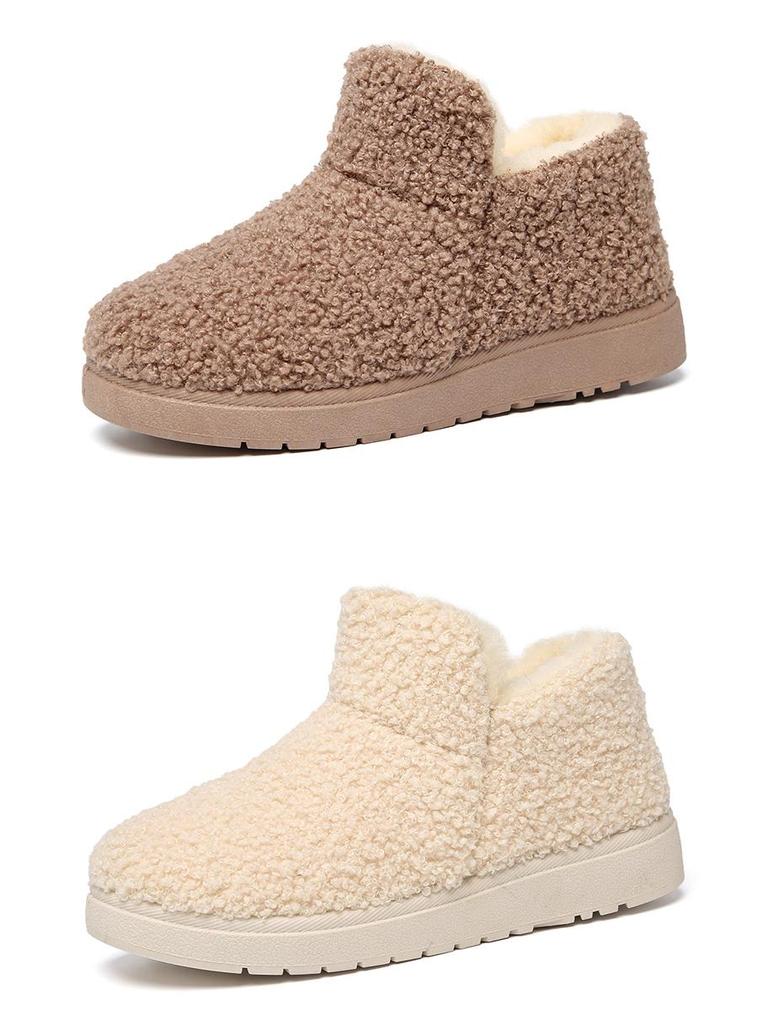 Women's Plush Teddy Fur High-Top Snow Boots - Thick Sole & Warm Winter Fashion