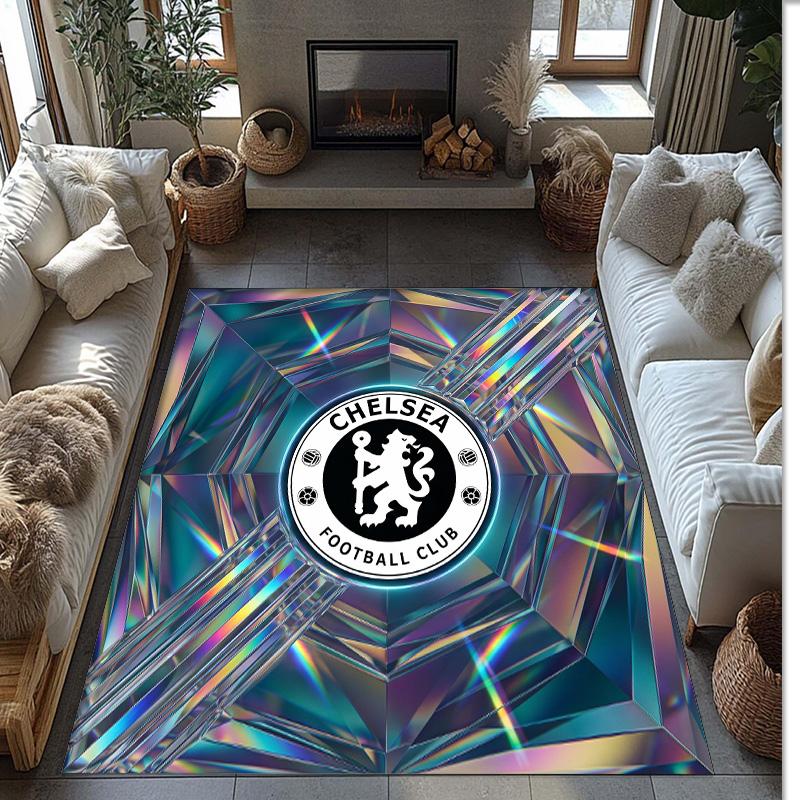 Chelsea FC bedruckter Flanell-Teppich rutschfest weicher Polyester-Bodenbelag Indoor Dekorationsmatte für Schlafzimmer Wohnzimmer Sofa Spielzimmer Heimdekoration
