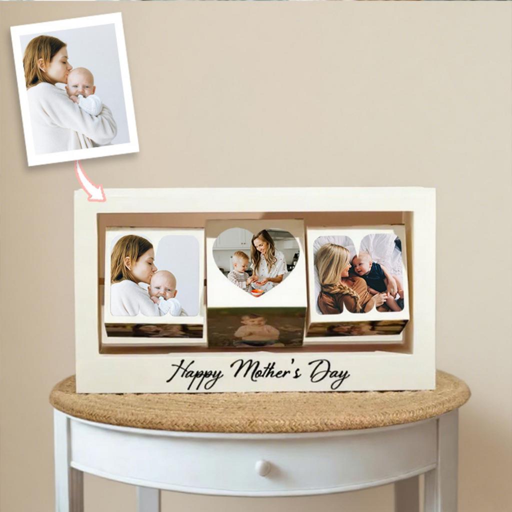 3D Printed Rotating Photo Frame Ornaments Mother's Day Valentine's Day Birthday Gift For Mom Gift Can Be Customized With Photos And Text