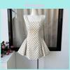Französisches gepunktetes Sommerkleid für Mädchen, lässig, A-Linie, ärmellos, hohe Taille, mit 3D-Verzierungen