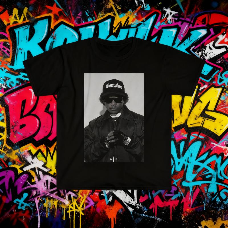 2025 Summer EazyE Pattern Tshirt A Retro Hiphop Pattern Unisex Soft Style Tshirt 100 Pure Cotton Printed Breathable Top