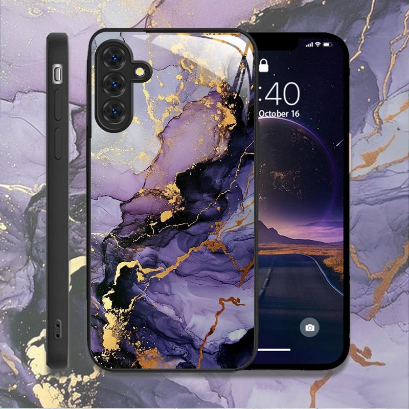 Custodia per Telefono in Vetro Temperato con Motivo Marmo di Lusso per Samsung A35 A55 A54 A13 A03 A15 A25 A71 4G 5G Cover Protettive Rigide Antiurto