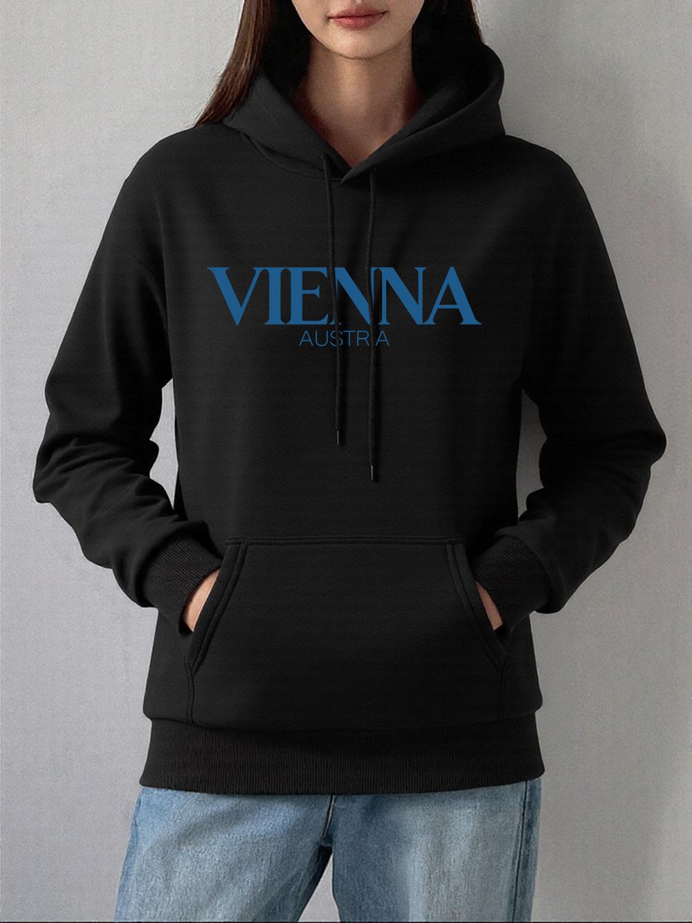

Vienna Austria Prints Hoodie Women Autumn Winter Fleece Warm Pullovers Comfortable Casual Sweatshirt Basics Pocket Woman Clothes 2XL