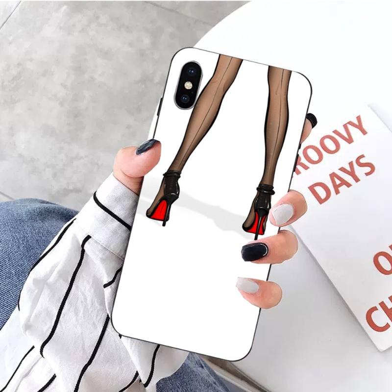 Fashion Girls High Heels Phone Case For IPhone 14 13 12 11 XS X 8 7 6 Plus Mini Pro Max SE 2022 Soft Black Phone Cover