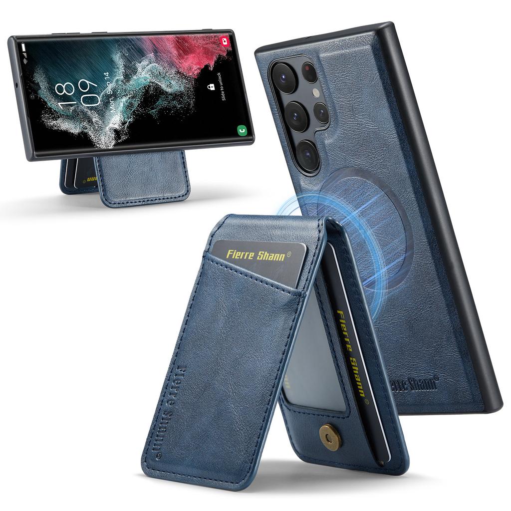 025 Style For Samsung Galaxy S22 Ultra 5G Case RFID Blocking Leather+TPU Phone Cover Detachable