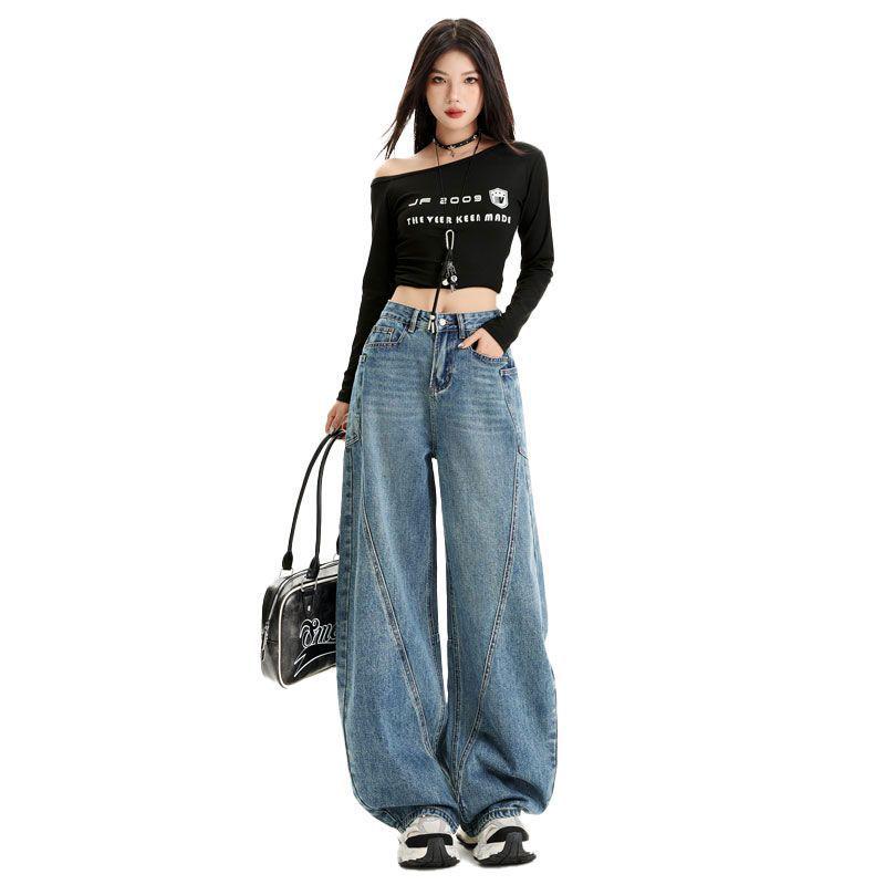 New American Retro Wide-Leg Casual Pants with Pocket Design