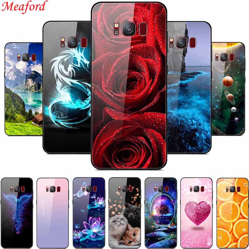 Glass Back Cover For Samsung S8 Plus Phone Case S8Plus Hard Tempered Glass Case For Samsung Galaxy S8 Plus Case S 8 Soft Edge