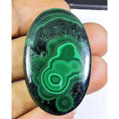 99Cts.BEAUTIFUL!! NATURAL MALACHITE OVAL CABOCHON LOOSE GEMSTONE 28X46X05MM SK-473