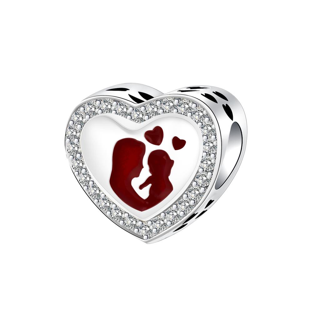 Boy Girl Pendant Heart-Shaped Flower Zircon Beads Jewelry Beads For Original Bracelet Plata De Ley Boutique Charms Gift