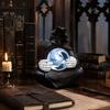 Gaming Room Decoration Faux Crystal Ball Grim Reaper Statue, Gothic Resin Black Robed Skull Statue Sculpture with Glowing Clear Ball, Mysterious