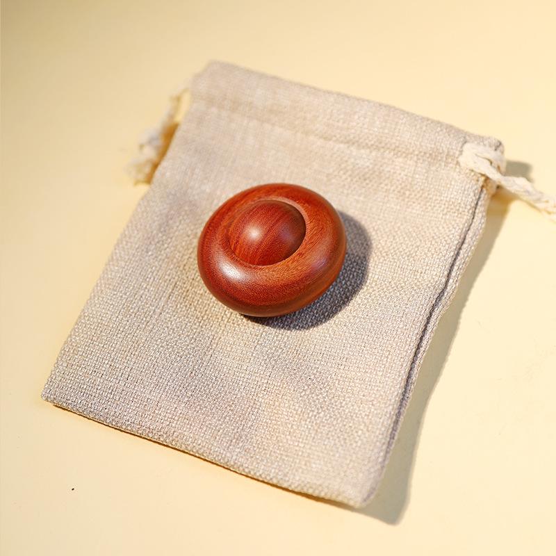Red Sandalwood Handcrafted Health Ball Massager - Elderly Gift, Large Rosewood Flying Saucer Design
