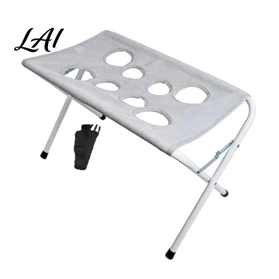 Mesa de Suspensión para Aseo de Mascotas con Soporte Plegable Correa Ajustable Hamaca para Gatos Estación Cómoda de 8 Agujeros para Baño Recorte de Uñas