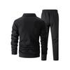 Men's Knit Zipper Pocket Collared Slim-fit Cardigan Jacket Set